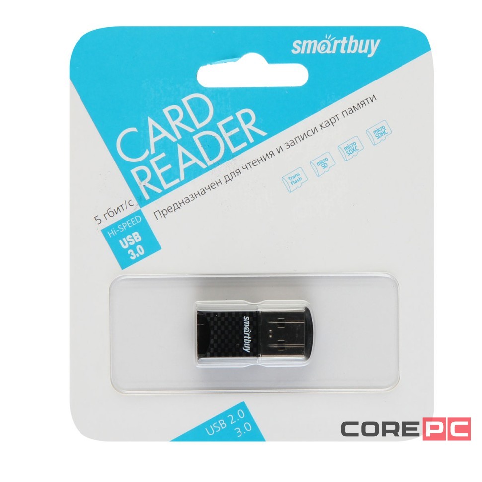 Картридер Smartbuy 3120, USB 3.0 - MicroSD, черный (SBR-3120-K)