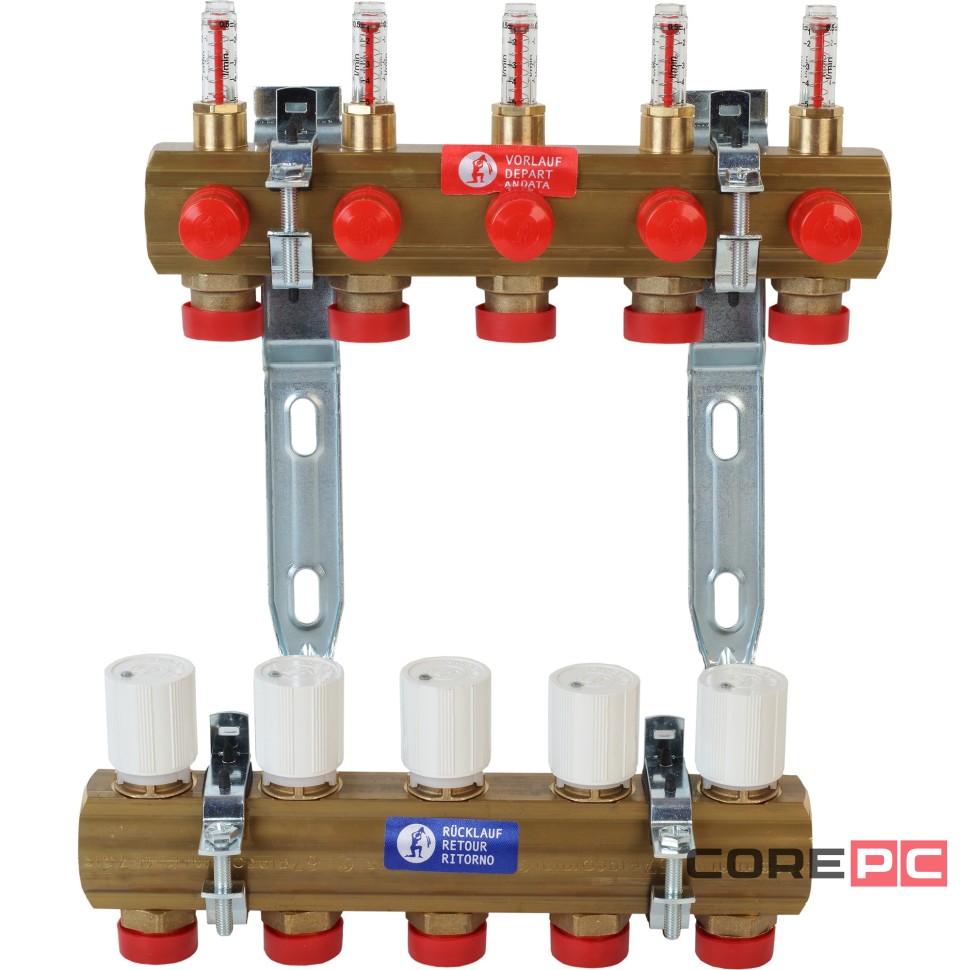 Узел коллекторный Giacomini сборный с расходомерами 1 1/4quot; x 18 /5 , R553FZY025
