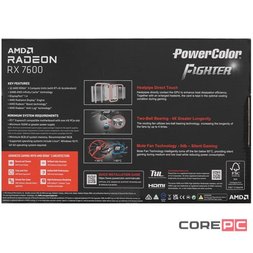 Видеокарта PowerColor (RX 7600 8G-F) Radeon RX 7600 8GB Fighter