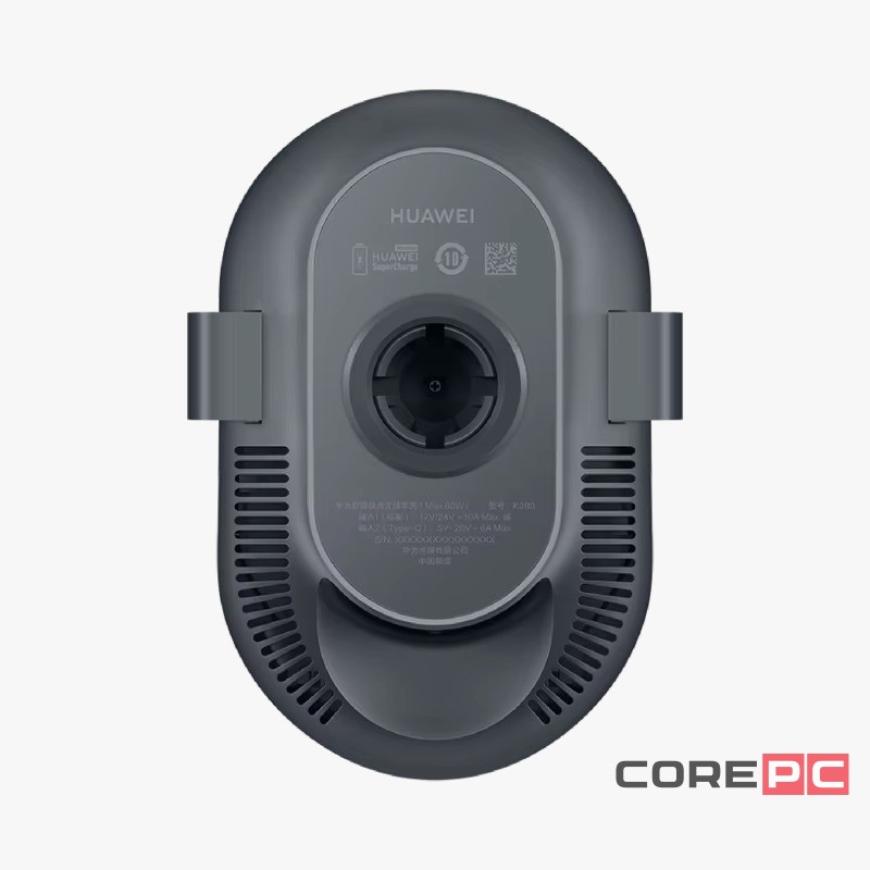 Держатель c беспроводной зарядкой в воздуховод Huawei K080 80W с зажимом черный