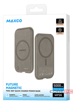 Powerbank с беспроводной зарядкой MagSafe Maxco MP26 5000mAh 15W серый