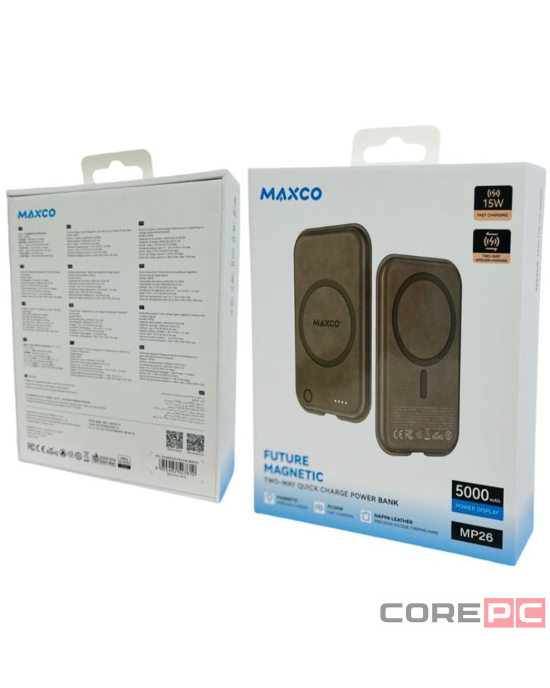 Powerbank с беспроводной зарядкой MagSafe Maxco MP26 5000mAh 15W серый
