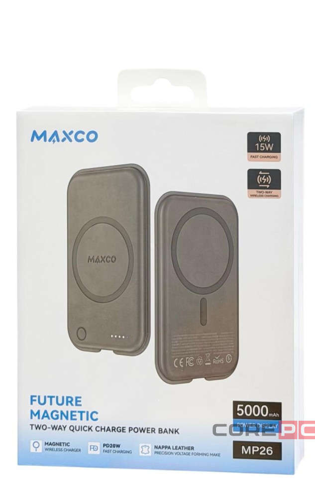 Powerbank с беспроводной зарядкой MagSafe Maxco MP26 5000mAh 15W серый