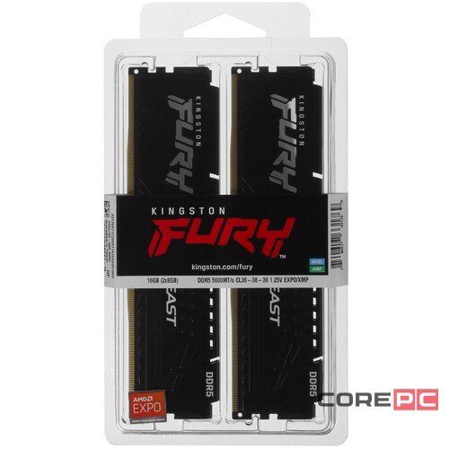 Оперативная память 16 Gb 5600 MHz Kingston FURY Beast Black (KF556C36BBEK2-16)