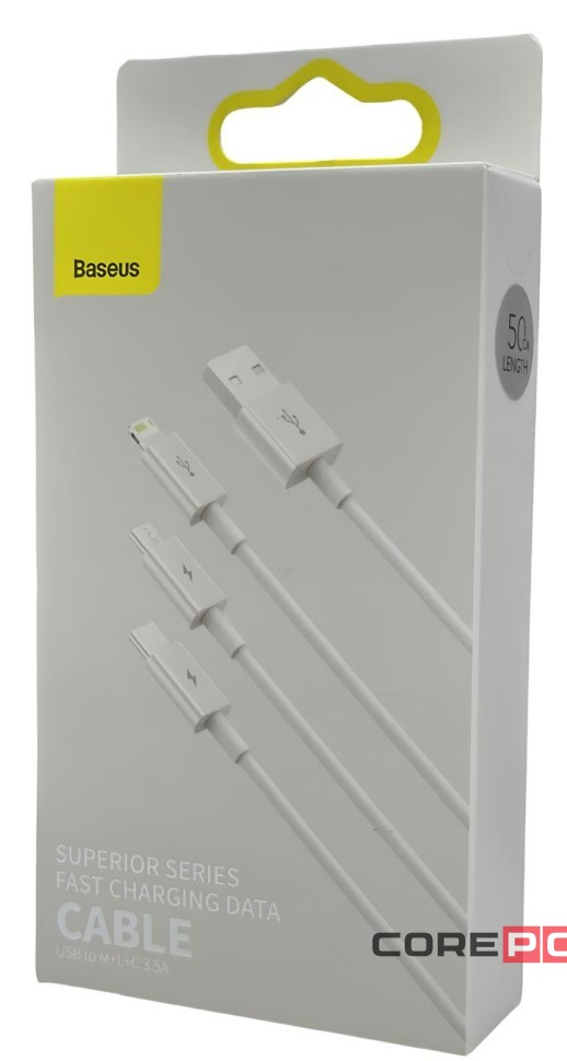 Кабель-зарядка Baseus Superior 3в1 i-Phone/Type-C/Micro 0.5м (P10320105221-01) 3.5A белый