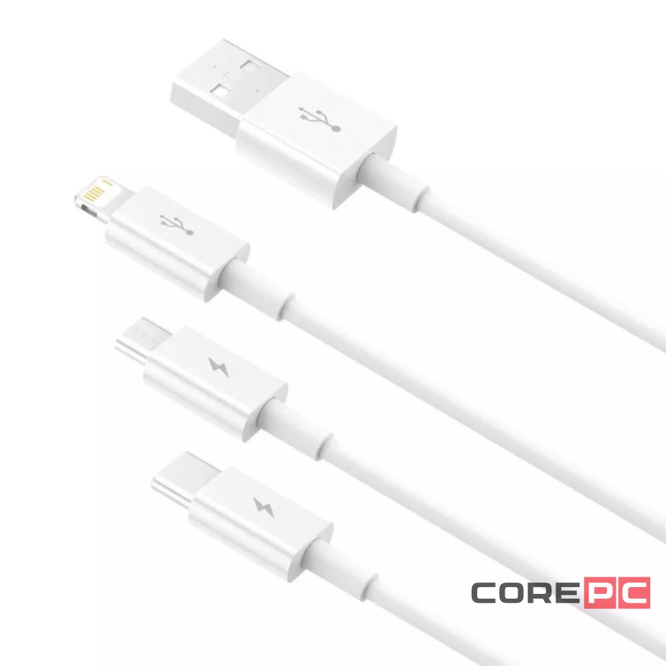 Кабель-зарядка Baseus Superior 3в1 i-Phone/Type-C/Micro 0.5м (P10320105221-01) 3.5A белый
