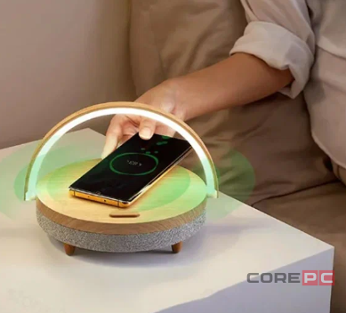 Настольная лампа Xiaomi Ezvalo Wireless Charging Lamp с функцией беспроводной зарядки и колонки Wood pattern (LYYD01) (коричневый)
