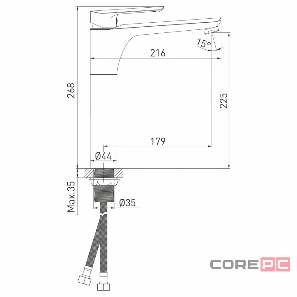 Смеситель для раковины MIXLINE МЛ29-04/ML29-042, рычажное управление, цвет хром