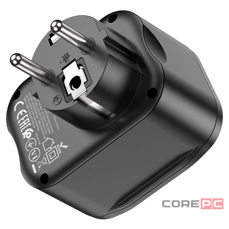 Сетевой фильтр HOCO NS3 1 розетка + 3 USB 16A черный