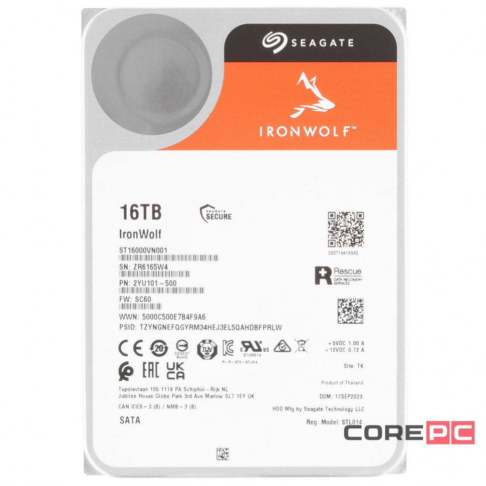 Жесткий диск Seagate 16000 Gb IRONWOLF NAS (ST16000VN001)