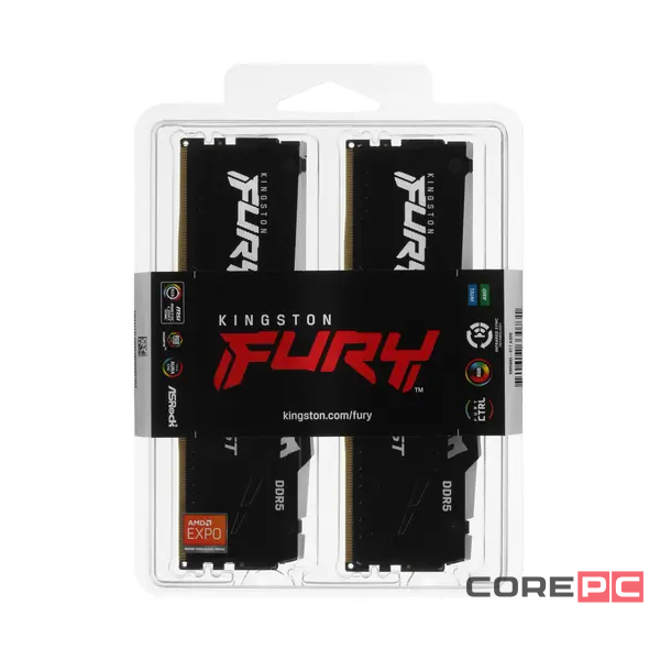 Оперативная память 16 Gb 6000 MHz Kingston FURY Beast RGB Black (KF560C30BBEAK2-16)