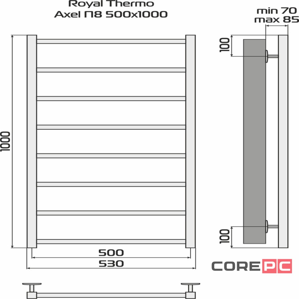 Полотенцесушитель Royal Thermo Axel П8 500х1000 белый