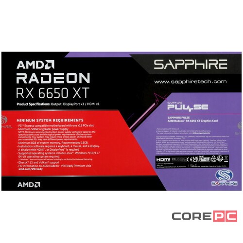 Видеокарта Sapphire (11319-07-20G) Radeon RX 6650 XT 8GB GAMING OC