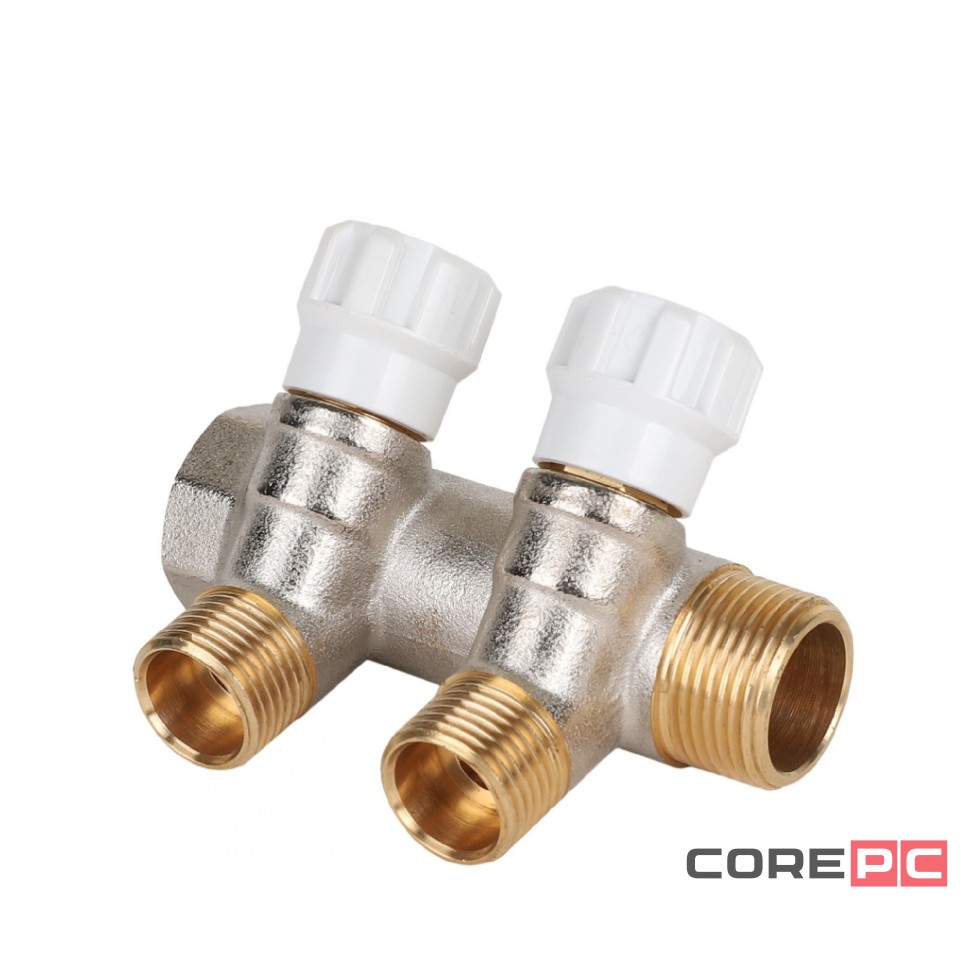 Коллектор латунный MVI 3/4quot;x1/2quot; 2 вых с регулирующими вентилями