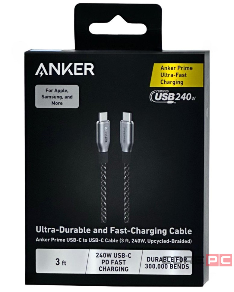 Usb Кабель-зарядка Type-C на Type-C Anker Prime (A88E2611) 240W 0.9м черный