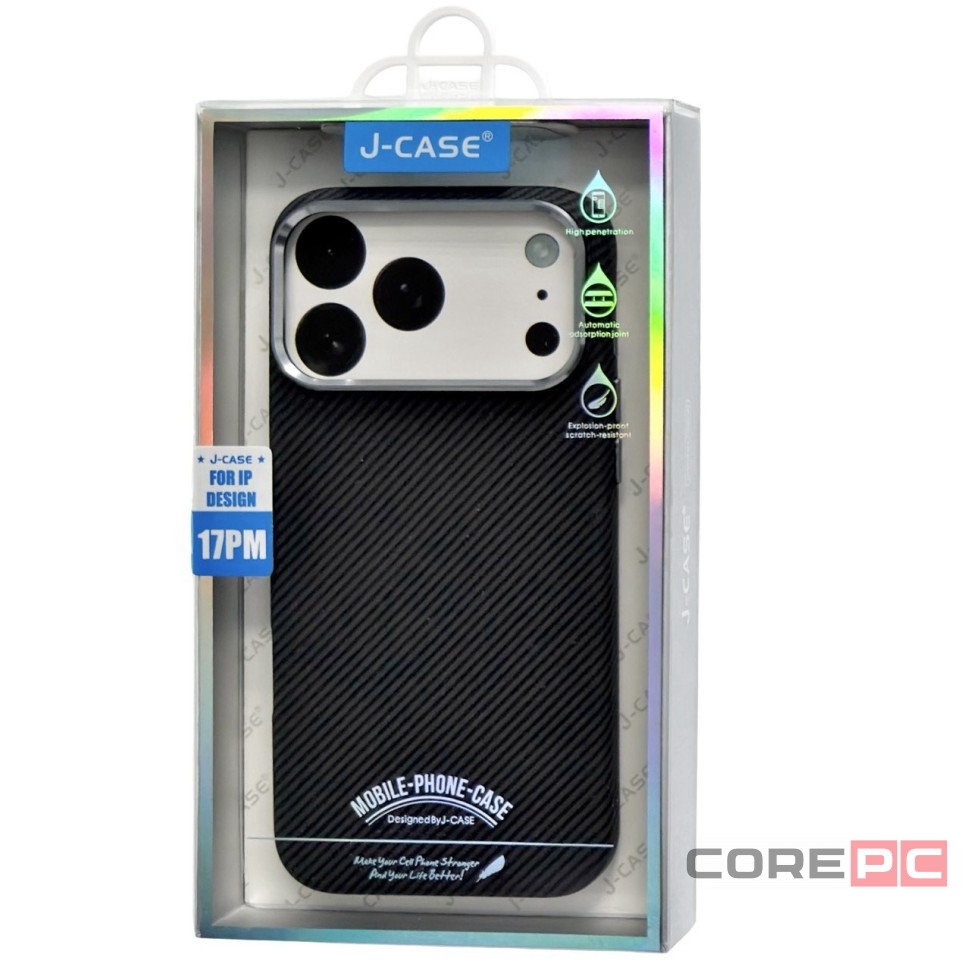 Накладка для i-Phone 17 Pro Max J-Case Carbon Fiber черный