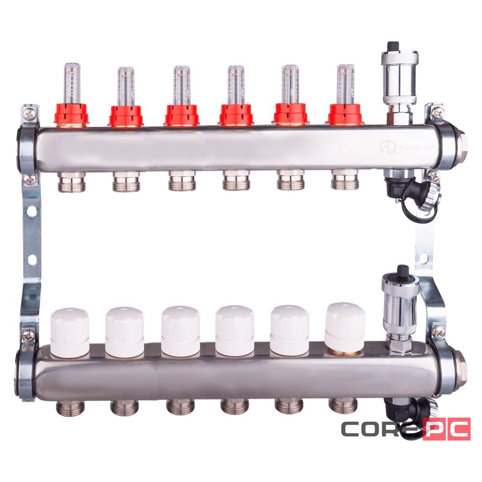 Группа коллект. AQUALINK регулир, настроеч и дренаж. клапаны, автомат. возд-к, нерж.сталь 1quot;х6х3/4quot;