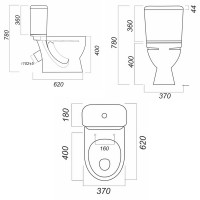 Унитаз компакт Sanita WC.CC/Standart/2-DM/WHT.G/S1 с сиденьем, микролифт, цвет белый