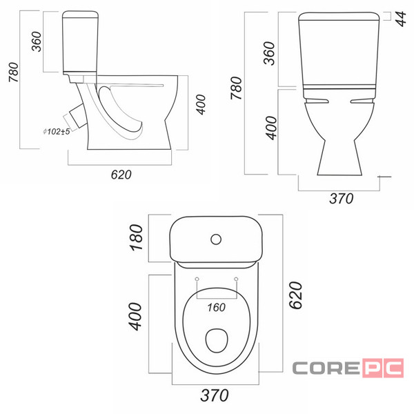 Унитаз компакт Sanita WC.CC/Standart/2-DM/WHT.G/S1 с сиденьем, микролифт, цвет белый