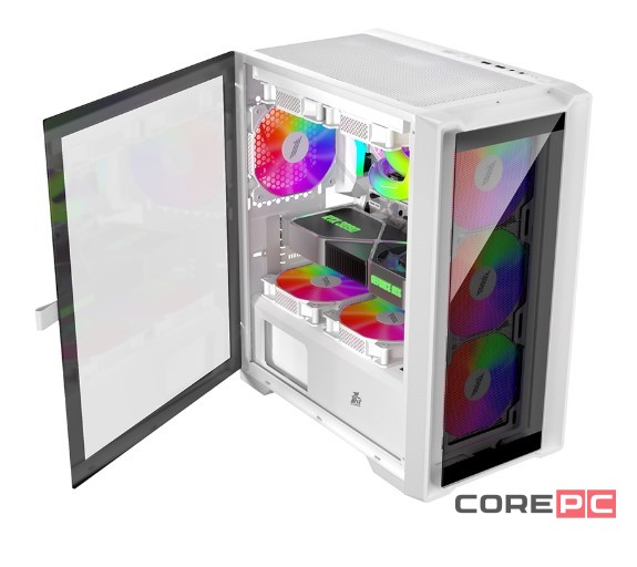 Компьютерный корпус 1STPLAYER TRILOBITE T4-G GLASS ARGB White (T4-G-WH-4FS7-W)
