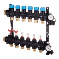 Группа коллекторная HENCO композитная с расходомером (0-3л) и термометром, 1quot; - 6 x 3/4quot;EK