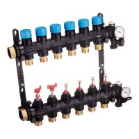 Группа коллекторная HENCO композитная с расходомером (0-3л) и термометром, 1quot; - 6 x 3/4quot;EK