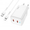 Сетевое зар. устр. Hoco N23 GaN с шнуром Type-C на Lightning 2C 45W белое