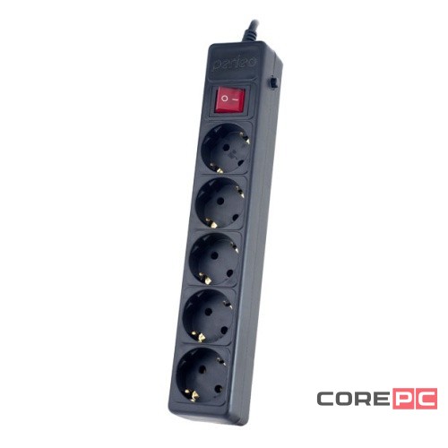 Сетевой фильтр Perfeo Power+ (PF-PP-5/1,8-B) 1.8м/5 розеток черный