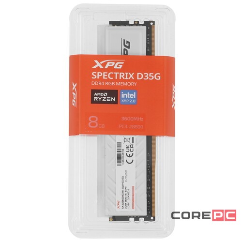 Оперативная память 8 Gb 3600 MHz ADATA XPG SPECTRIX D35G White (AX4U36008G18I-SWHD35G)