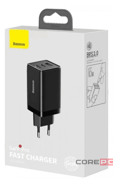 Сетевое зар. устр. Baseus GaN5 Pro Fast Charger 1USB+2C 65W CCGP120201 черное