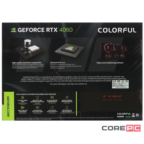 Видеокарта Colorful (RTX 4060 Mini 8GB-V) GeForce RTX 4060 8GB Mini 8GB-V