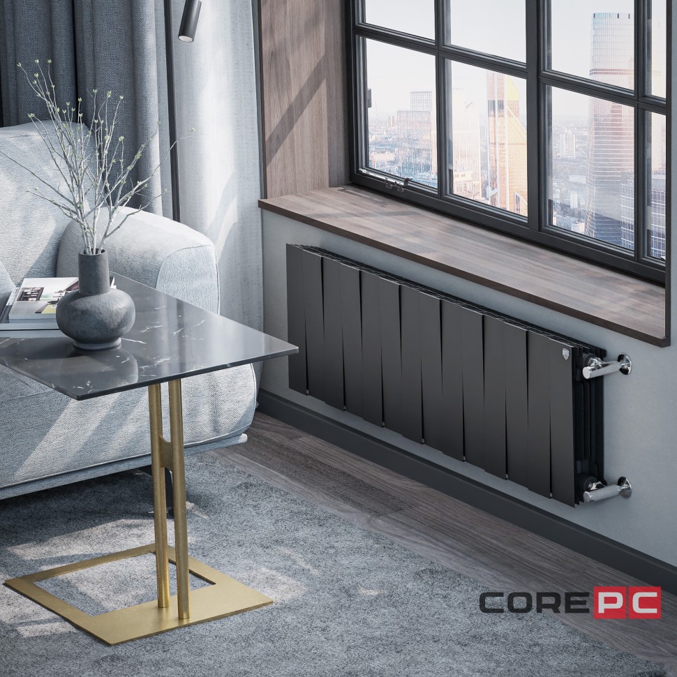 Радиатор биметаллический Royal Thermo PianoForte 300 Чёрный - 14 секц.