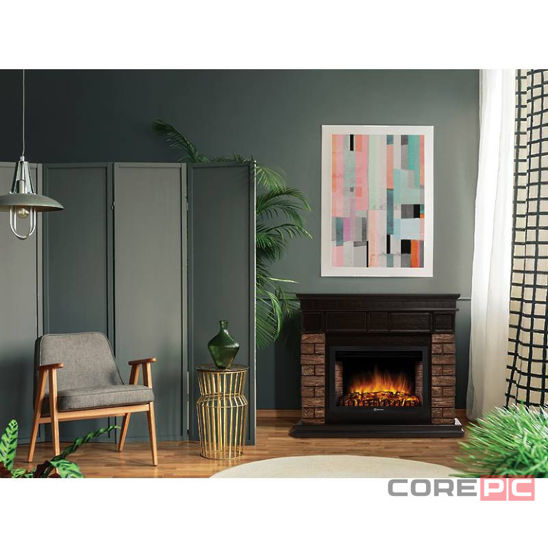 Портал Firelight Bricks Wood 30 камень темный, шпон венге