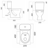 Унитаз компакт Sanita WC.CC/Standart/1-P/WHT.G/S1 с сиденьем, цвет белый