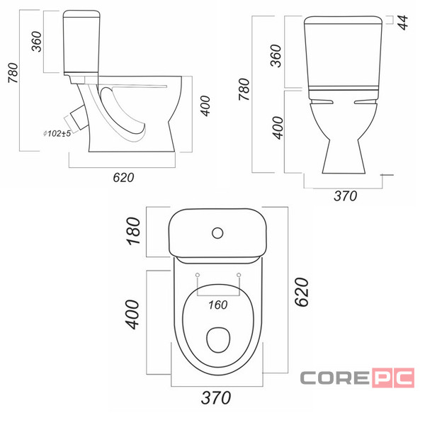 Унитаз компакт Sanita WC.CC/Standart/1-P/WHT.G/S1 с сиденьем, цвет белый