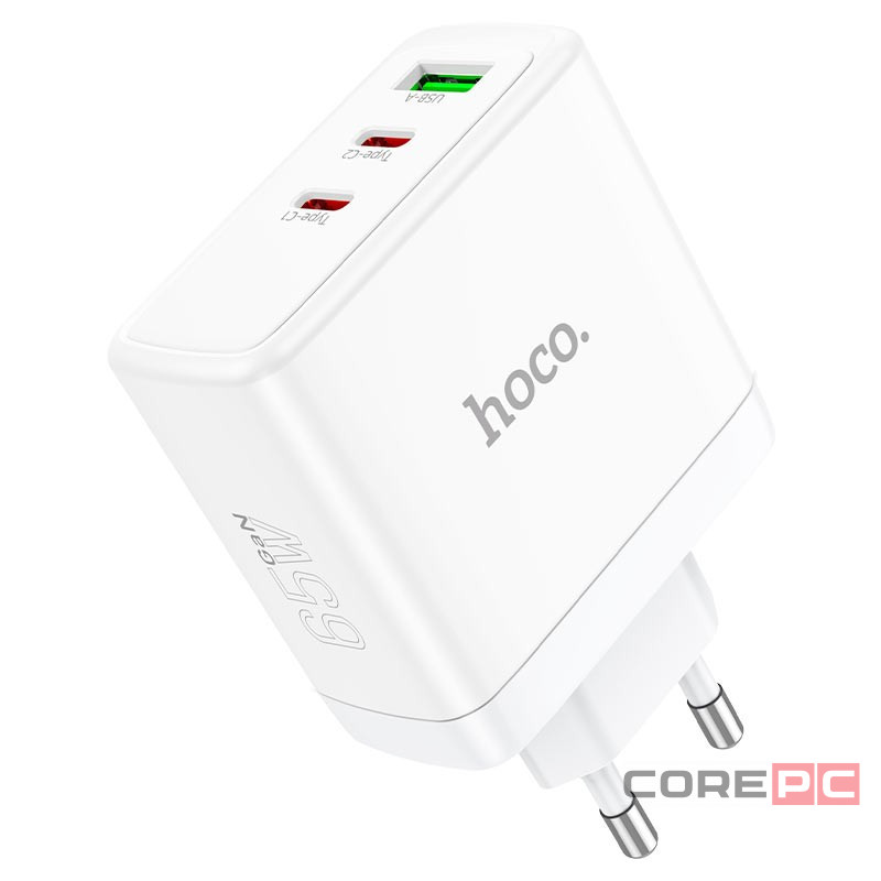 Сетевое зар. устр. Hoco N30 GaN 1USB/2USB-С 65W белое