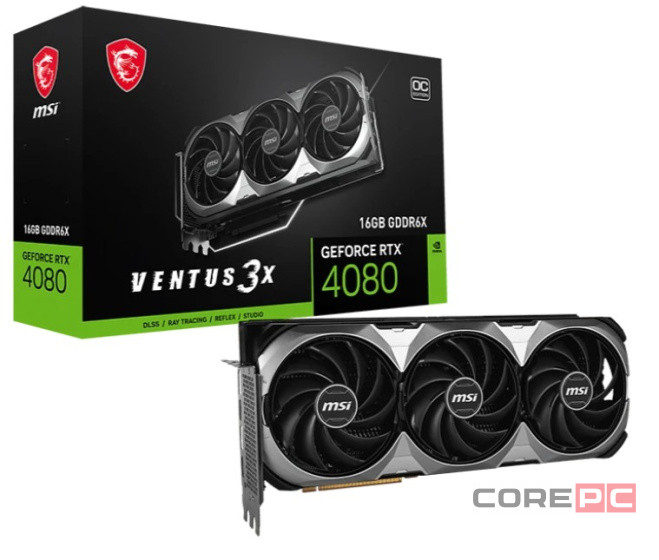 Видеокарта MSI (RTX 4080 16GB VENTUS 3X E OC) GeForce RTX 4080 16G VENTUS 3X E OC