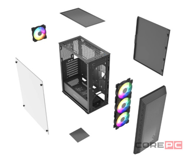 Компьютерный корпус Powercase Mistral S4B TG ARGB Black (CMSB-A4)