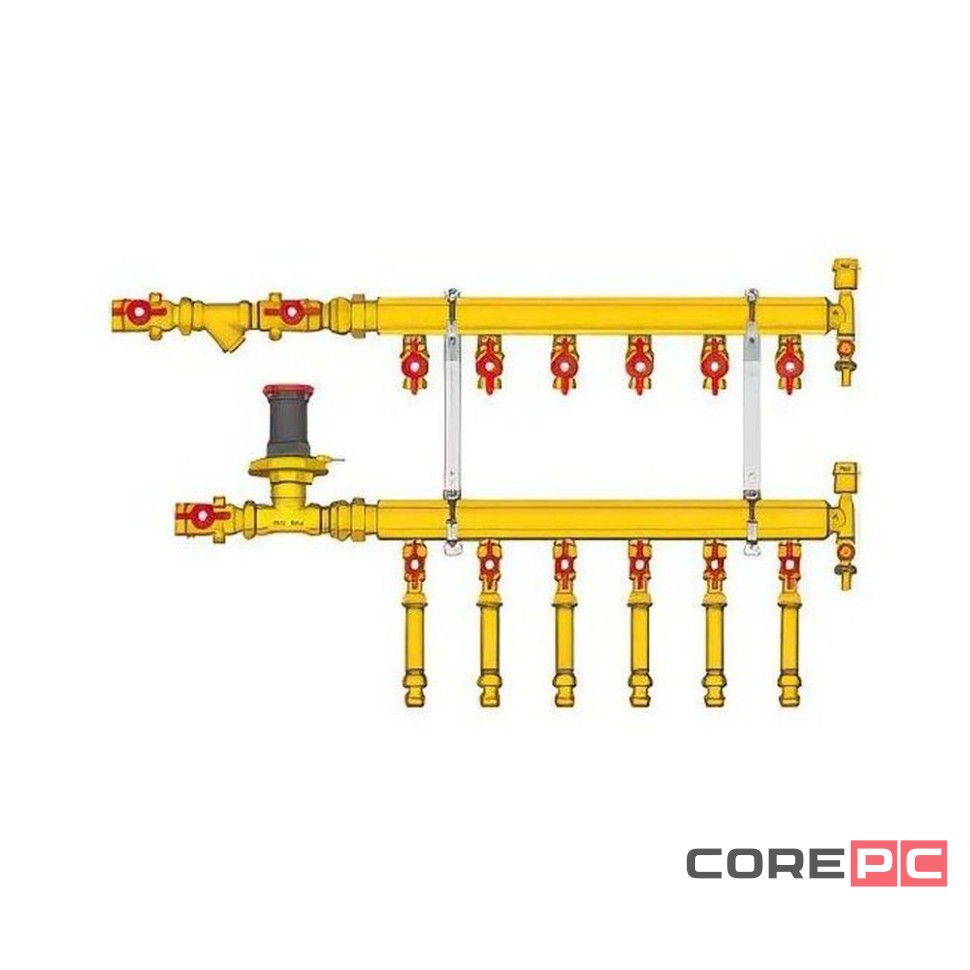 Узел коллекторный Giacomini отопления этажный, подкл. тип B1 (D2) 1quot; x 1/2quot; / 6, GE553Y406