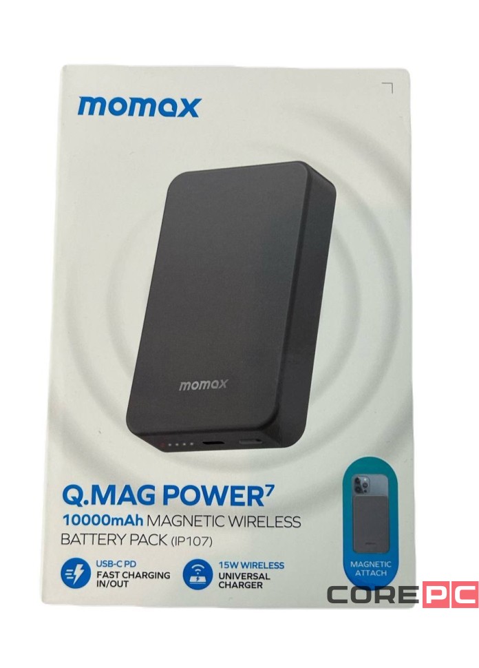 Powerbank магнитный с MagSafe Momax Q. Mag Power7 10000mAh IP107E черный