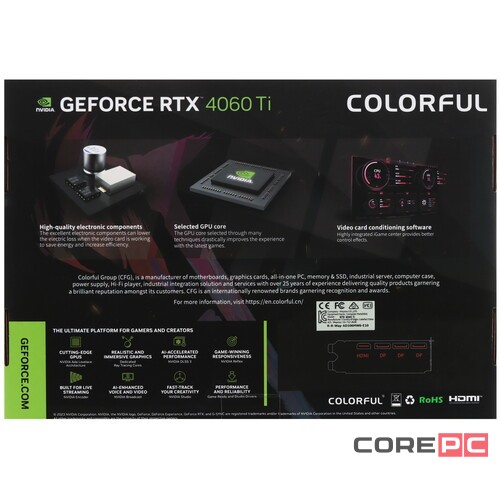 Видеокарта Colorful (RTX 4060 Ti NB DUO 8GB-V) GeForce RTX 4060 Ti 8GB NB DUO 8GB-V