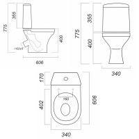 Унитаз компакт Sanita WC.CC/Attica/2-T/WHT.G/S1 с сиденьем, цвет белый