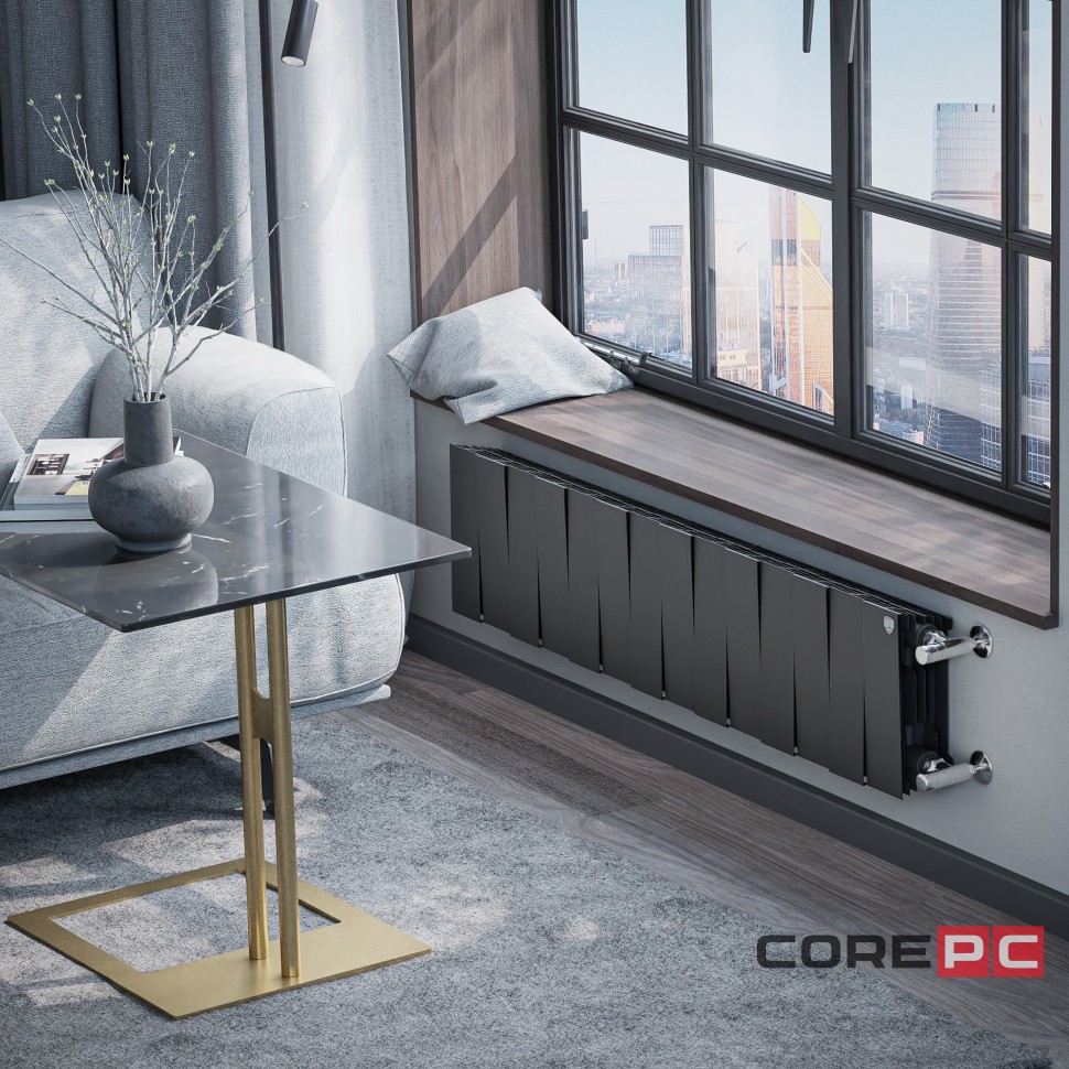 Радиатор биметаллический Royal Thermo PianoForte 200 Чёрный- 14 секц.