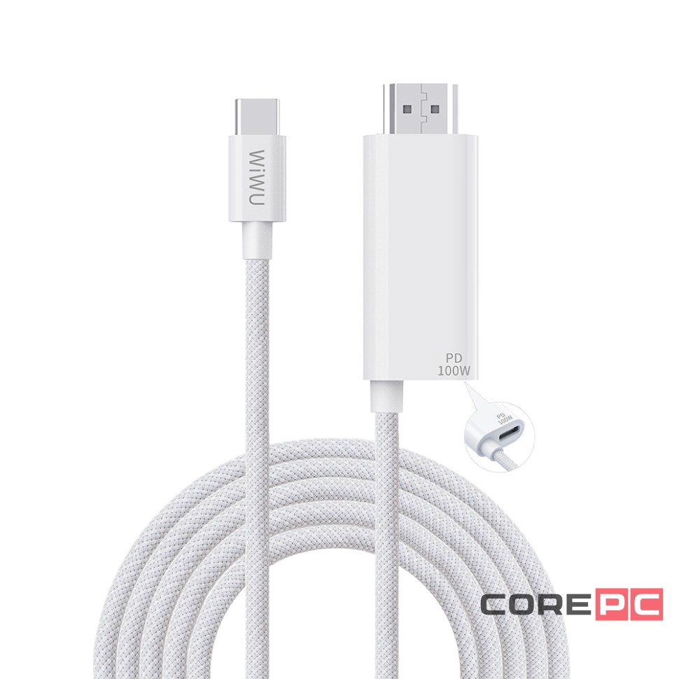 Кабель WIWU Type-C/HDMI 4K 1.8m (Wi-PS001) (белый)