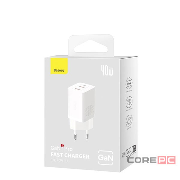 Сетевое зар. устр. Baseus GaN5 Pro Fast Charger C+C 40W CCGP180102 белое