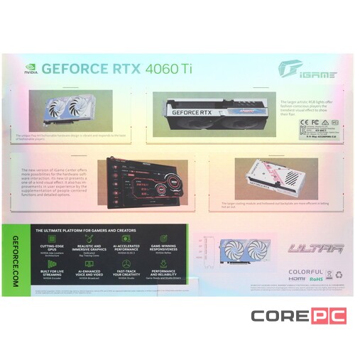 Видеокарта Colorful (RTX 4060 Ti Ultra W DUO OC 8GB-V) GeForce RTX 4060 Ti 8GB Ultra W DUO OC 8GB-V