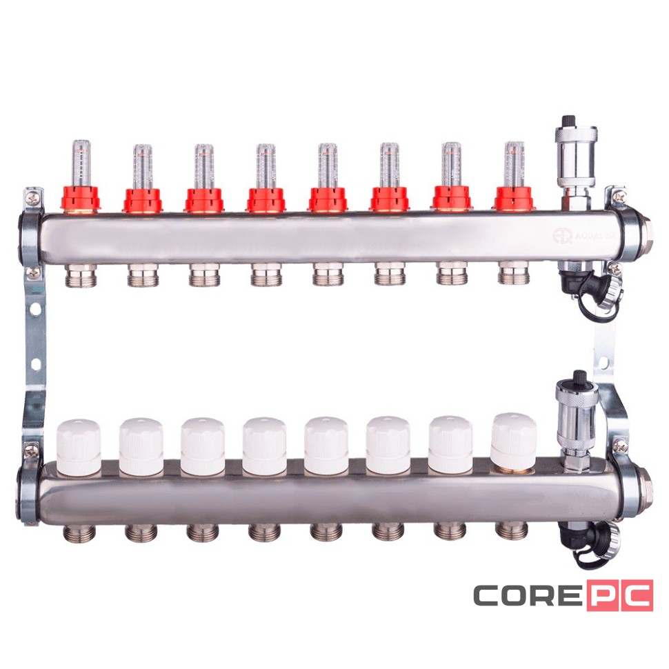 Группа коллект. AQUALINK регулир, настроеч и дренаж. клапаны, автомат. возд-к, нерж.сталь 1quot;х8х3/4quot;
