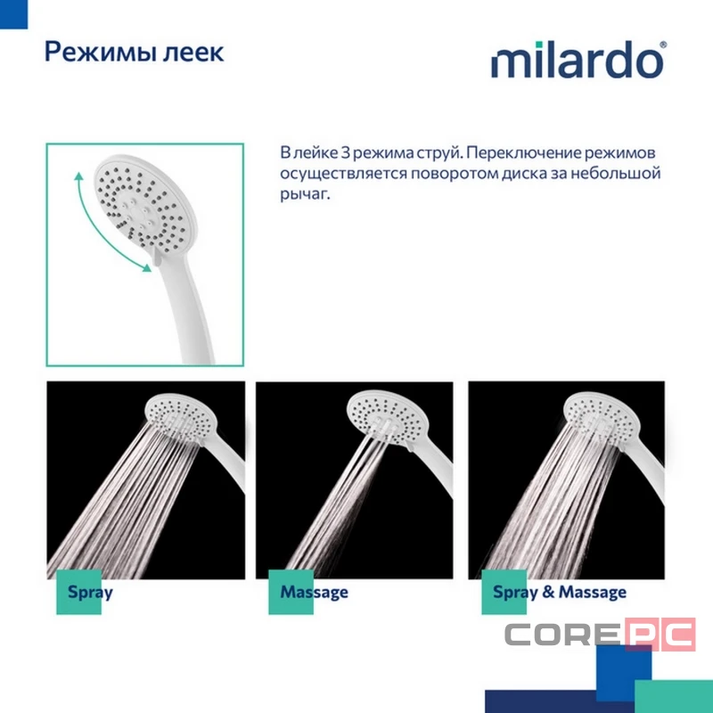 Смеситель для ванны и раковины Milardo RORWT00M10, рычажное управление, цвет белый матовый