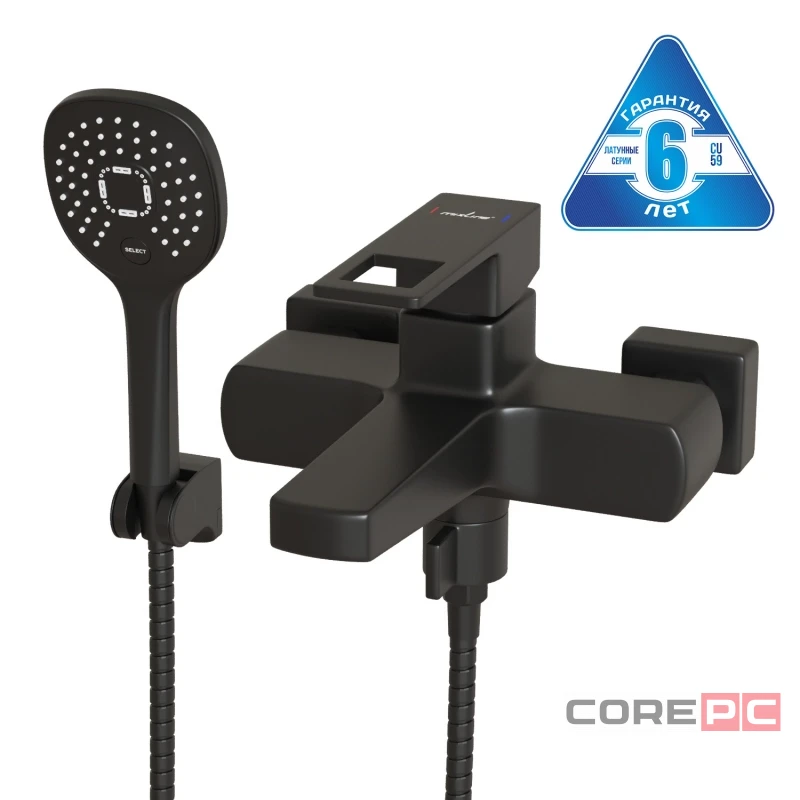 Смеситель для ванны MIXLINE МЛ34-01/ML34-01, рычажное управление, цвет черный