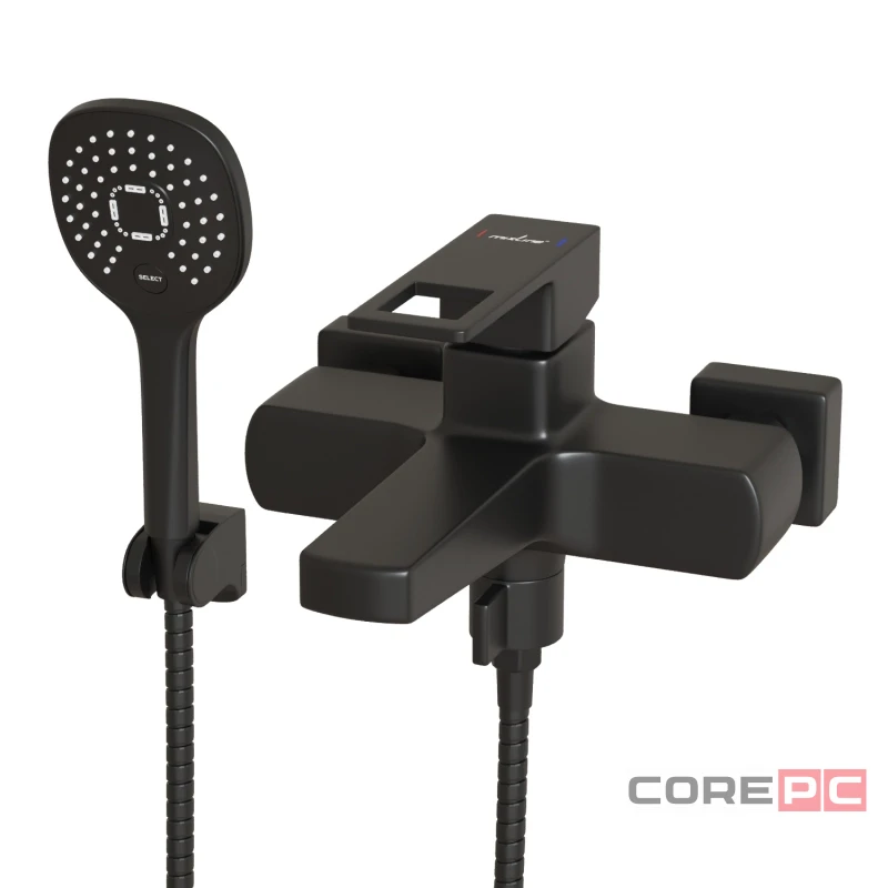 Смеситель для ванны MIXLINE МЛ34-01/ML34-01, рычажное управление, цвет черный
